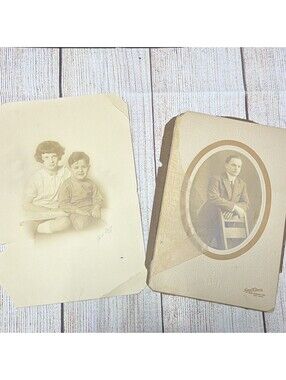 Kent Studio Original Sepia Signed Mounted Cabinet Card Portraits Lot of 2